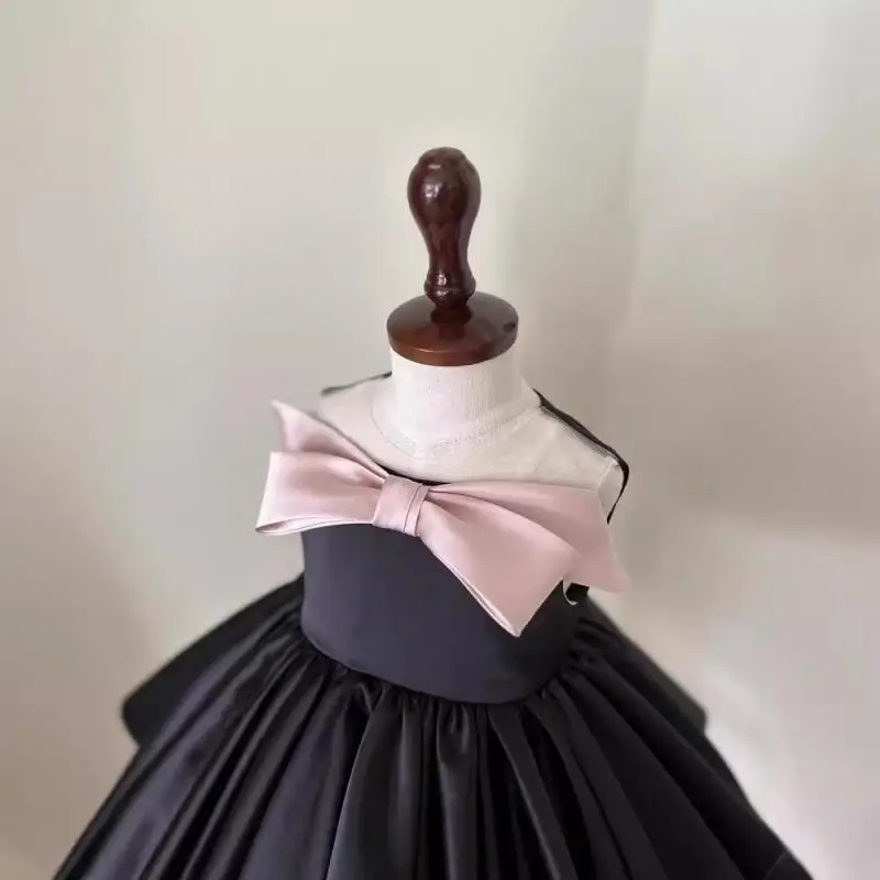 2024 Bow Elegant Evening Dress Baby Girl Birthday Party Dresses Holiday Celebration Luxury Children Ball Gown Newborn Vestidos