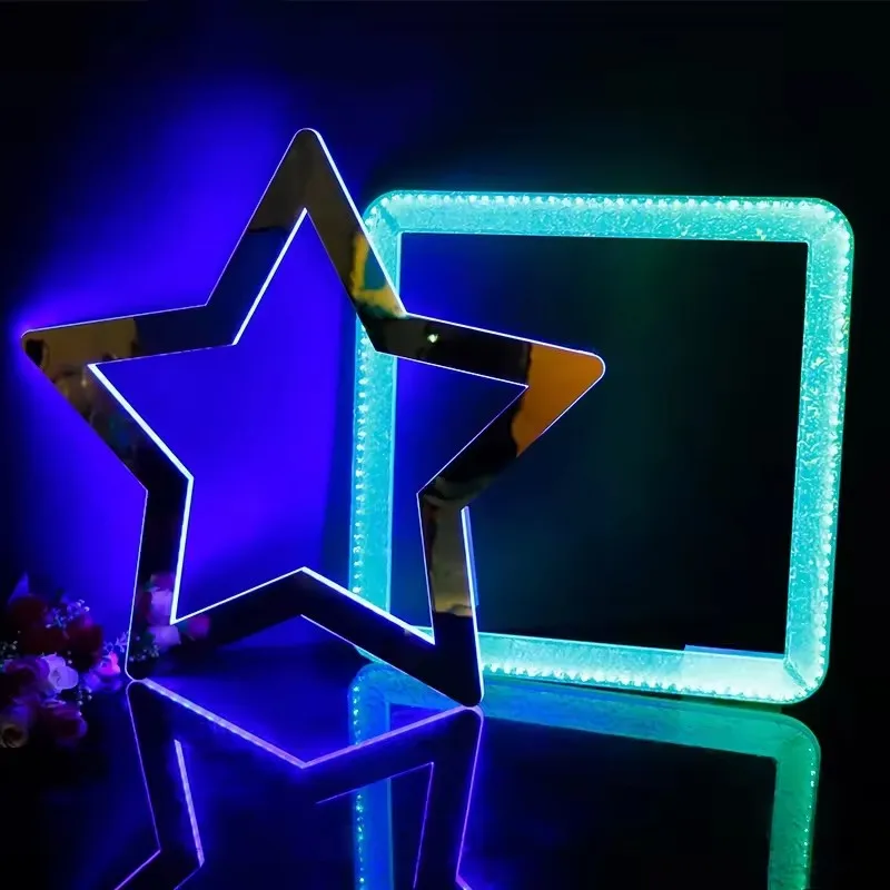 Festival Party Supplies Presenter LED Luminous Photo Decoration frame photograph square picture frame neon sign star light box