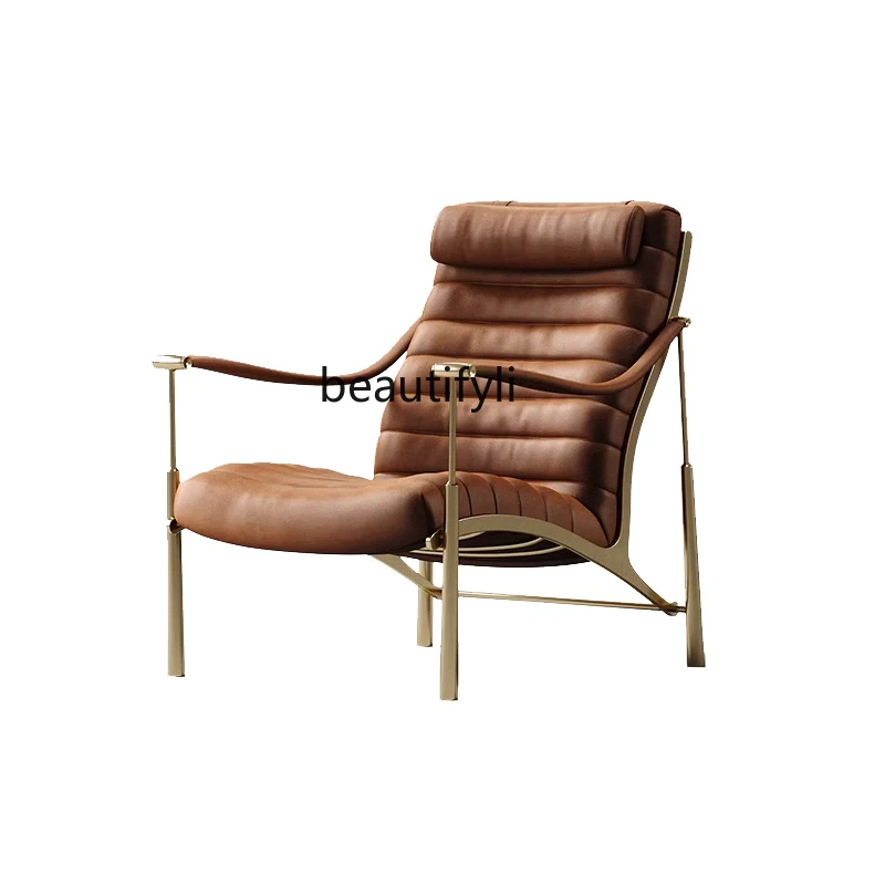 

All leather single leisure sofa villa living room hotel homestay tiger chair