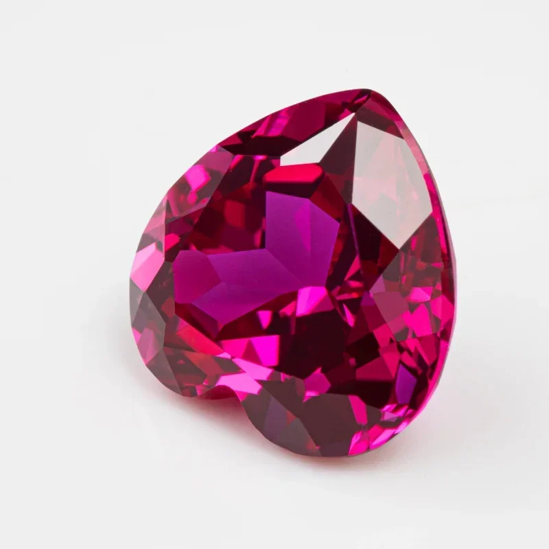 Lab Grown Ruby Heart Shape Rubellite Color Charms Beads For Diy Jewel Making Pendant Ring Materials Selectable AGL Certificate