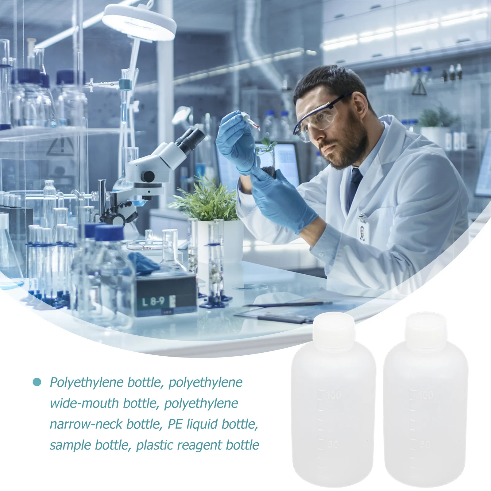 

6Pcs Plastic Reagent Bottle 100Ml Pe Material Sealing Small Mouth Bottle for Scientific Sample and Medicine Use