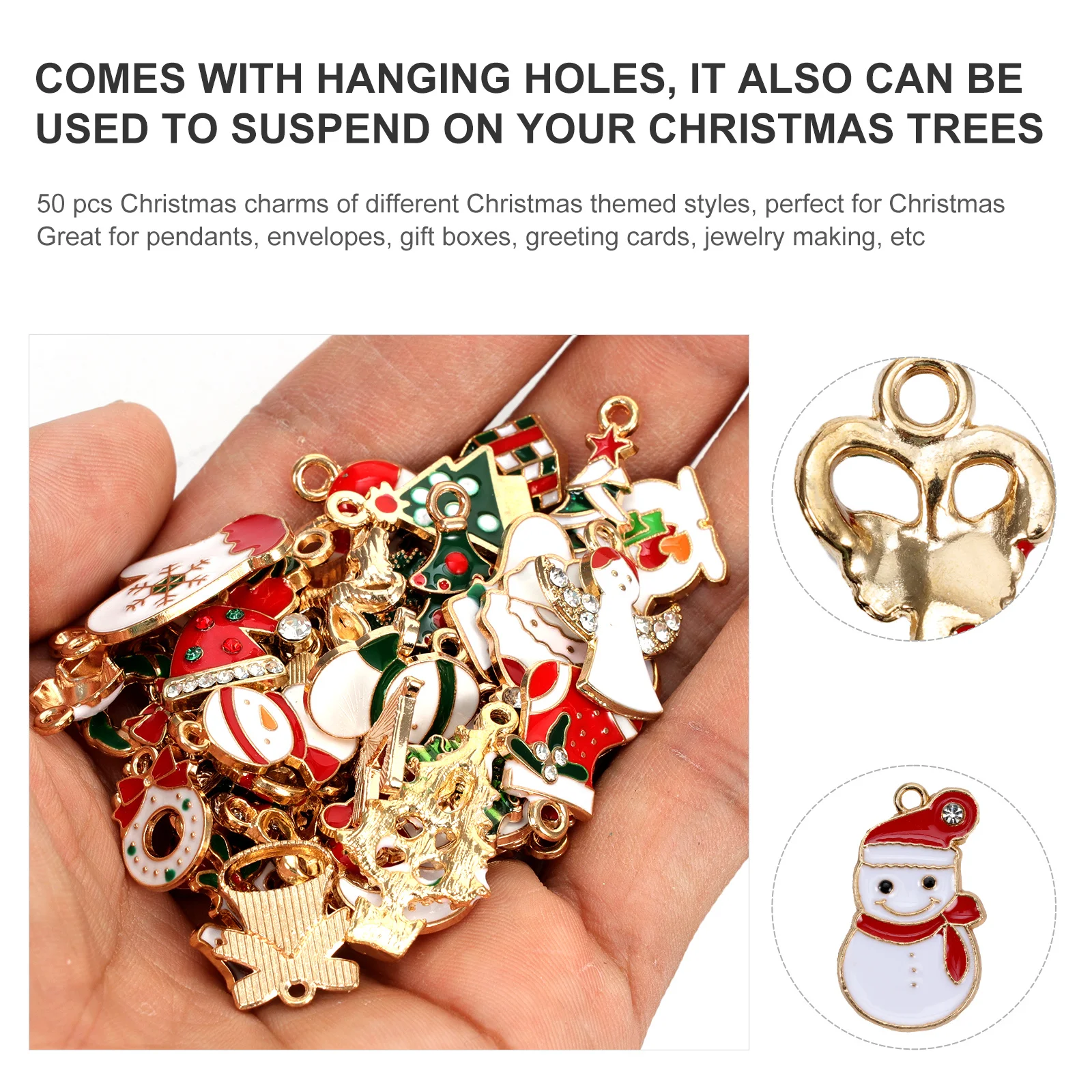 

50Pcs Christmas Pendant Charm Set Enamel Alloy DIY Charms for Necklace Bracelet Jewelry Craft Gift Box Decoration