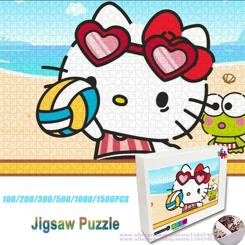 

Sanrio Hello Kitty Keroppi Puzzle Jigsaw Cartoon Anime 108/200/300/500/1000/1500Pcs Intelligence Puzzles for Kids Birthday Gift