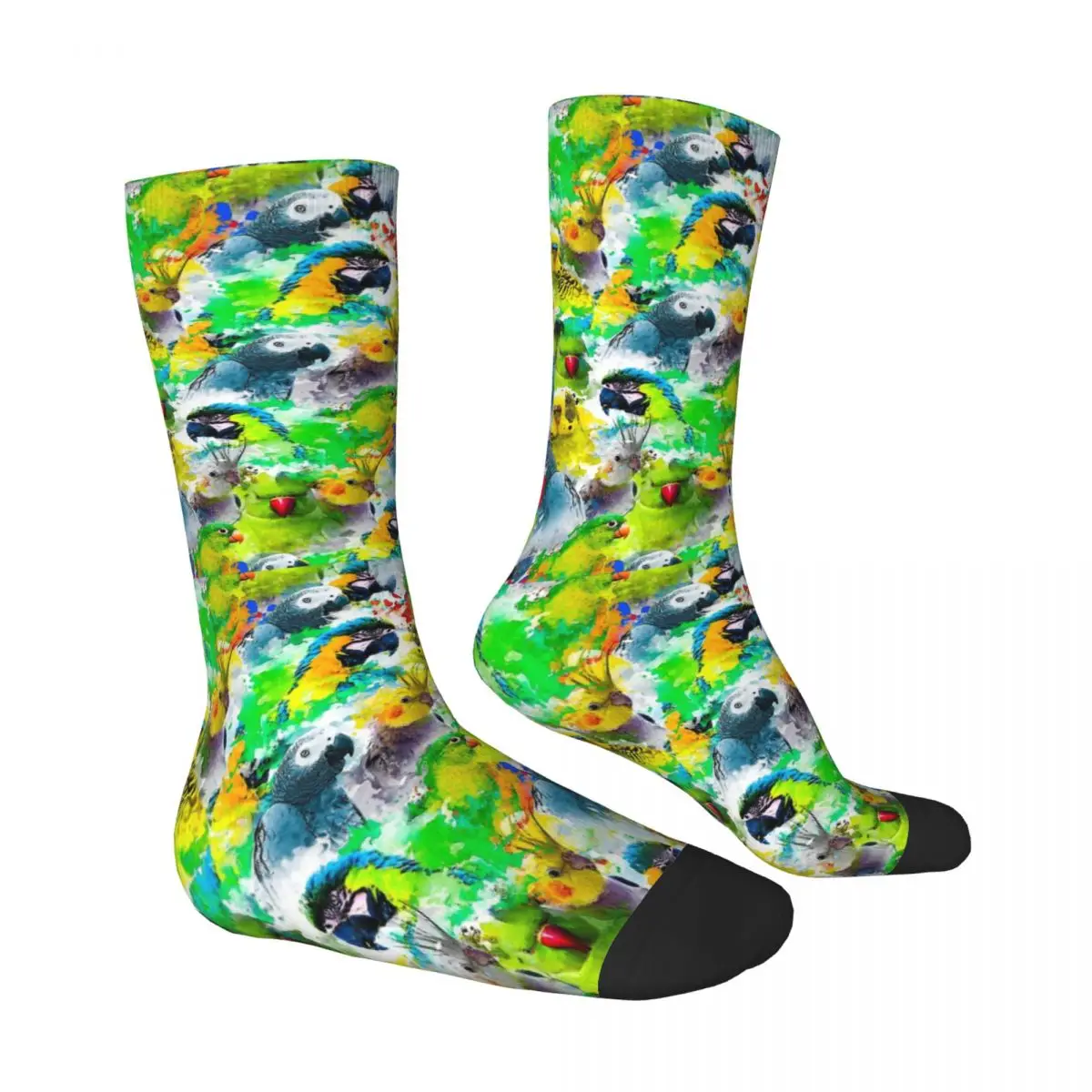 Exotic Colorful Parrots Pattern Cockatiel Unisex Winter Socks Hiking Happy Socks street style Crazy Sock