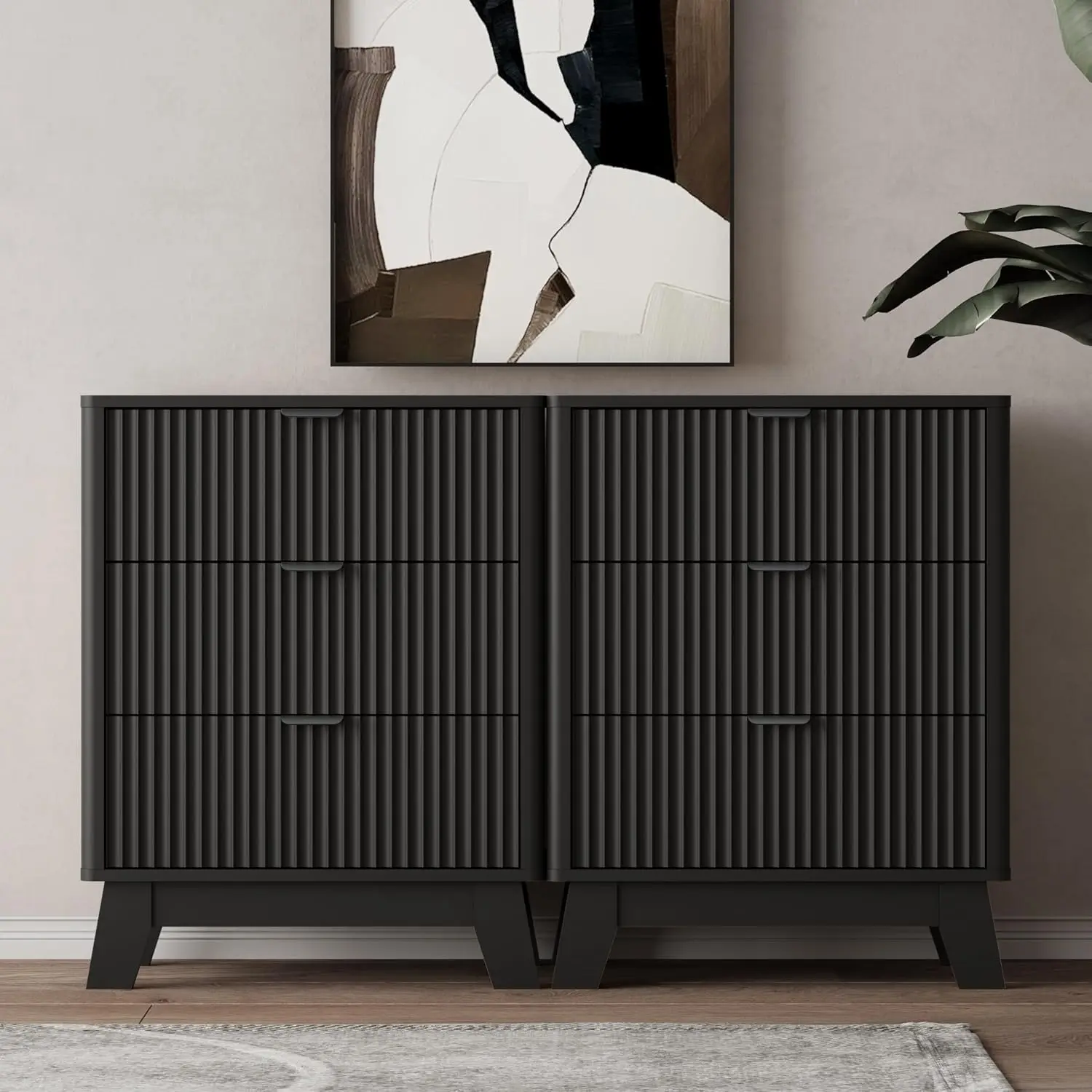 Night Stands For Bedrooms Set Of 2, Mid Century Modern Wood Bedroom Nightstand With 3 Drawers, Bedside Tables & End, Customized