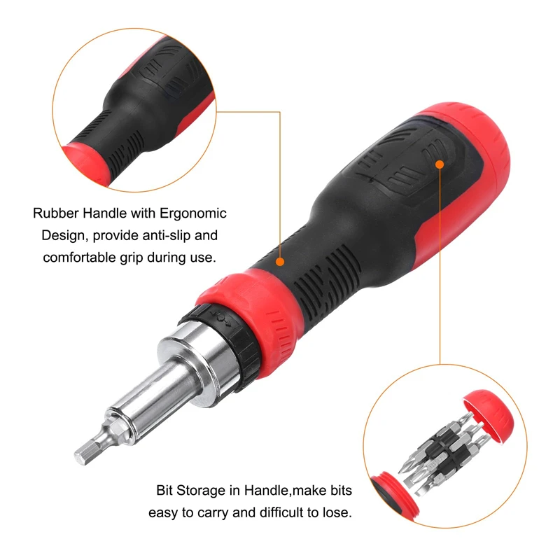 مفك براغي مغناطيسي متعدد الوظائف 13 في 1 مع 12 قطعة مشقوق/فيليبس/توركس/مربع بت #4