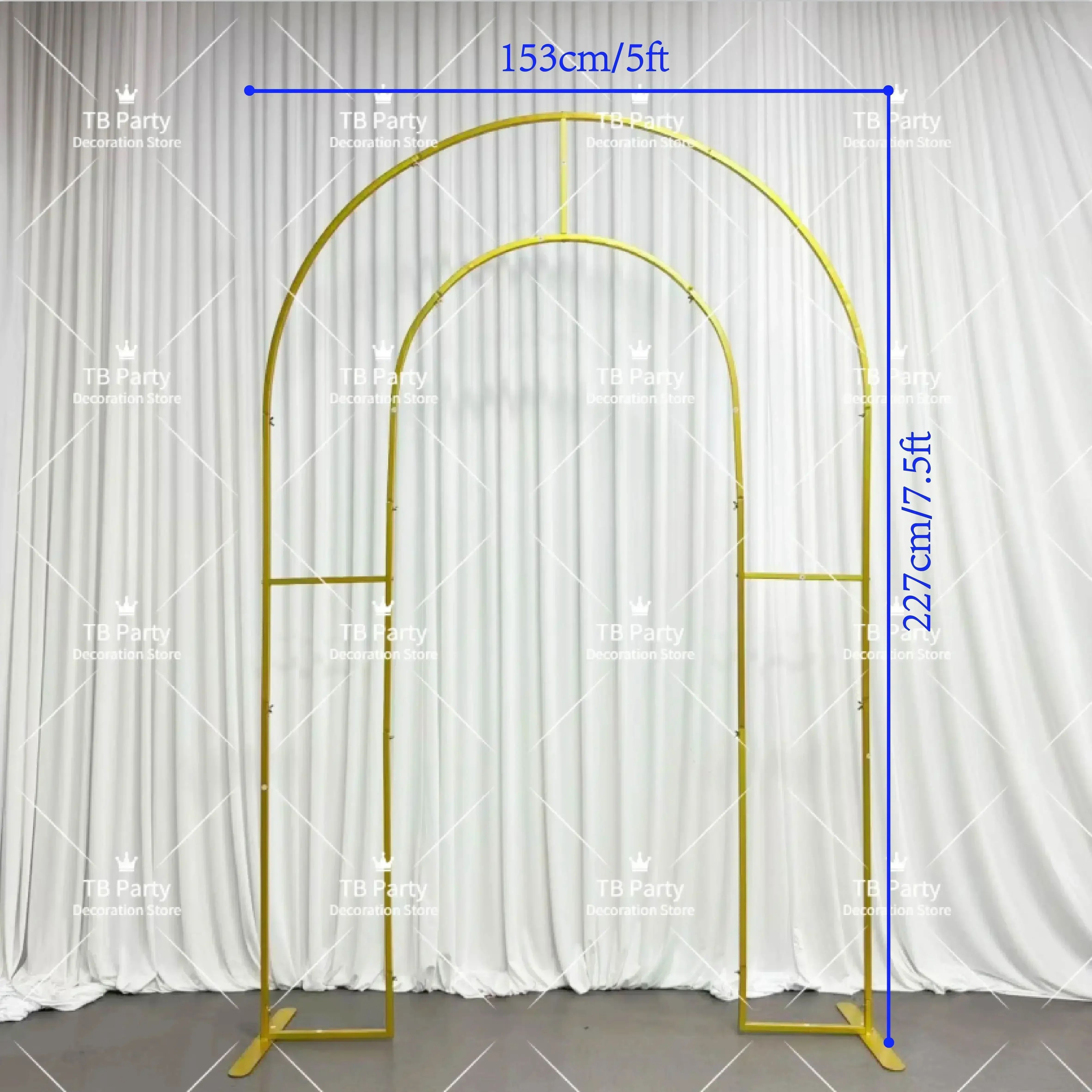 7.5ft Wedding Decor Gold Metal Backdrop Arch Stand Birthday Party Balloon Holder Stand Grand Event Photography Background Props