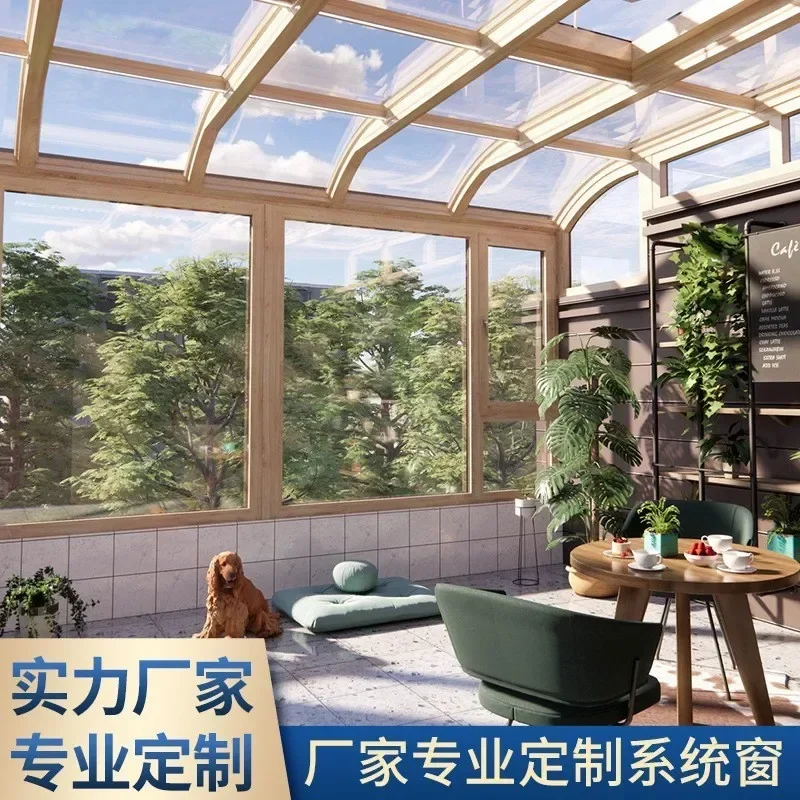 outdoor glass room, sound insulation, heat insulation, courtyard balcony, waterproof tempered glass sunron sale