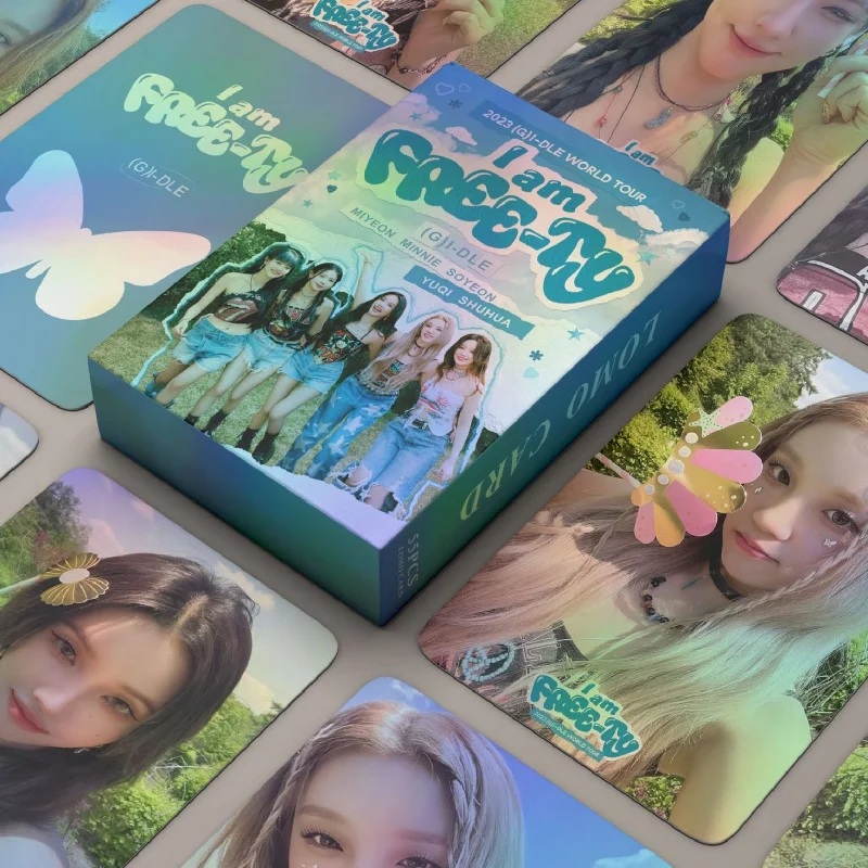 55 Stks/set Nieuwe Kpop (G)I-DLE Laser Lomo Kaarten Ik Ben FREE-TY Hoge Kwaliteit Hd Foto Yuqi Shuhua Fans Collectie Cadeau