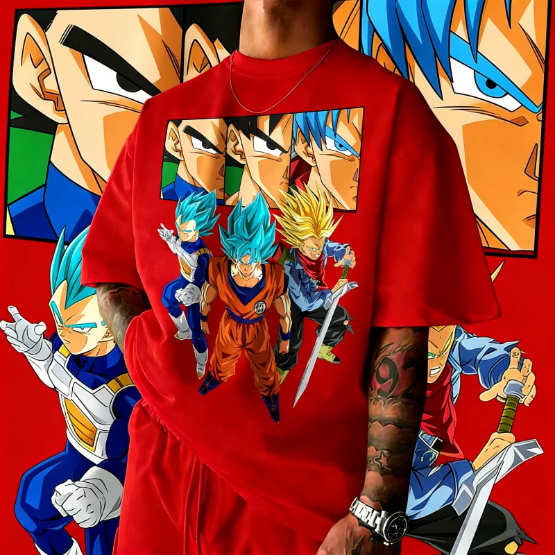 2026 Neues Sommer-T-Shirt zum 40-jährigen Jubiläum von Dragon Ball mit Vegeta-Motiv, 100% Baumwolle, Anime-Druck, Übergröße, Lässige Streetwear, Unisex, Y2k