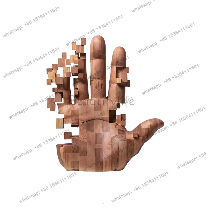 Palm sculpture floor-to-ceiling large ornament Hotel porch decoration high-end wood carving art installation