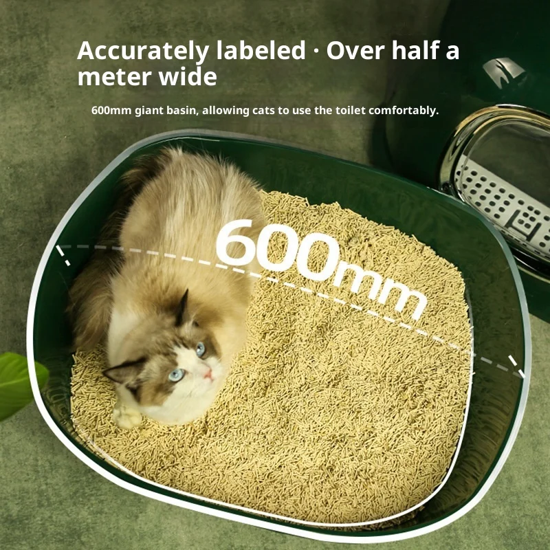 Arenero grande verde antisalpicaduras para gatos, fácil de limpiar - imagen 4