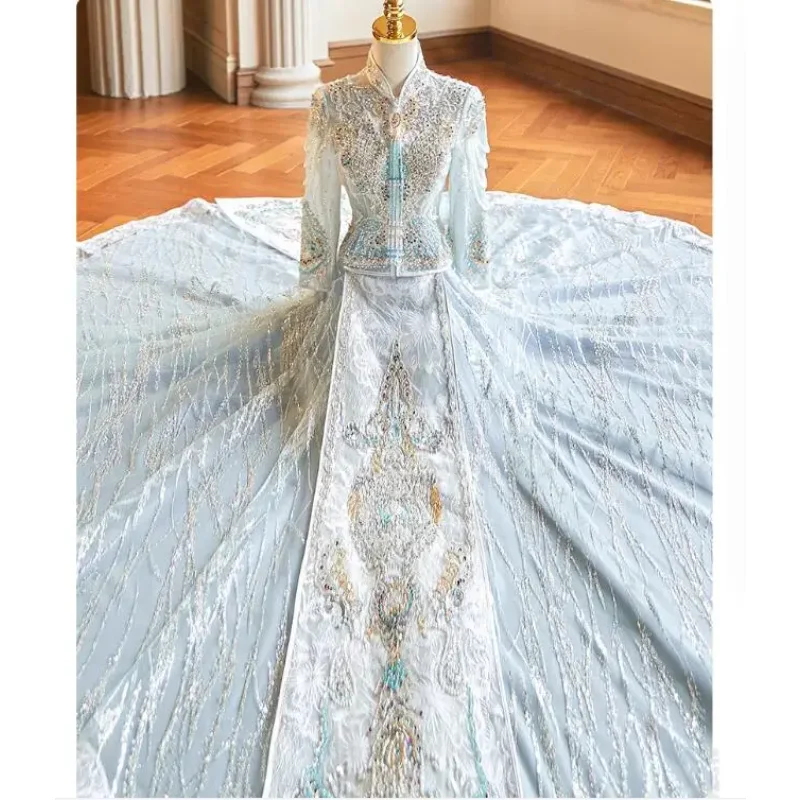 

Blue Xiuhe Dress 2024 Chinese Wedding Dress Premium Wedding Dress