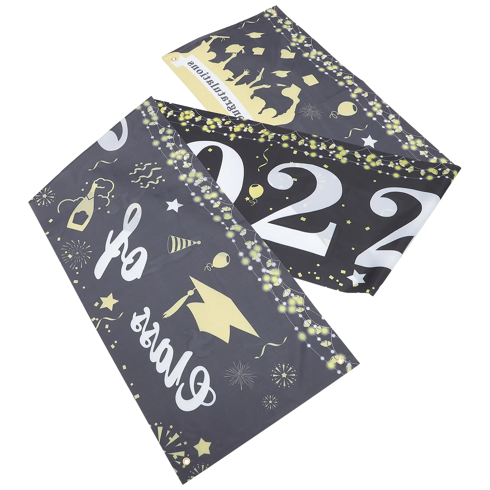 

Graduation Banner 2022 Decorations Black Polyester Durable Photo Backdrop Congratulations Signs For Party Studio Use