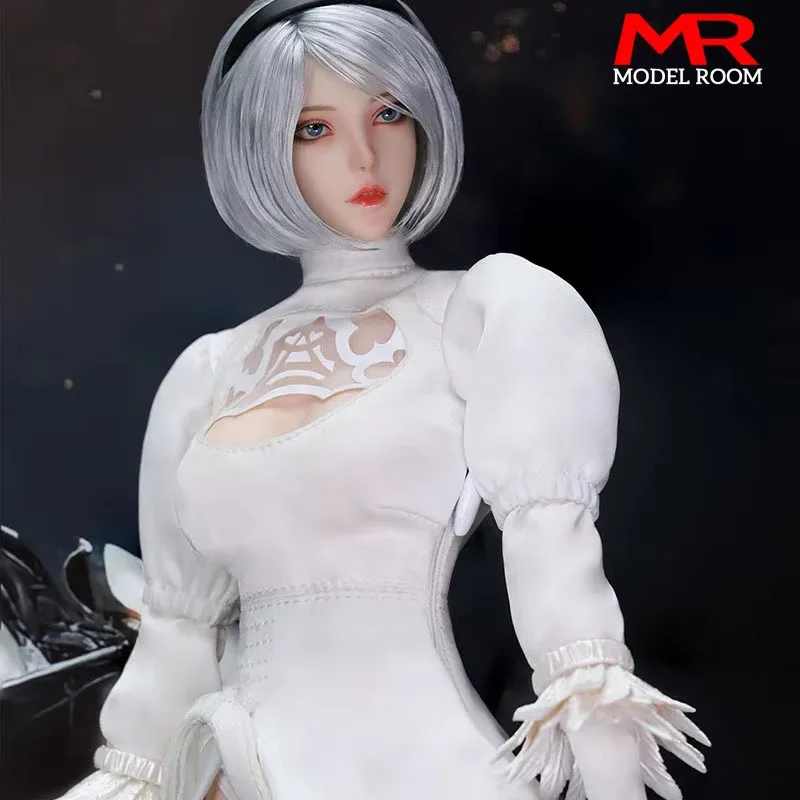 

1/6 масштаб 2B голова девушки лепка белая боевая одежда комплект модель подходит для 12-дюймового женщины-солдата TBL S10D экшн-фигурка тела куклы