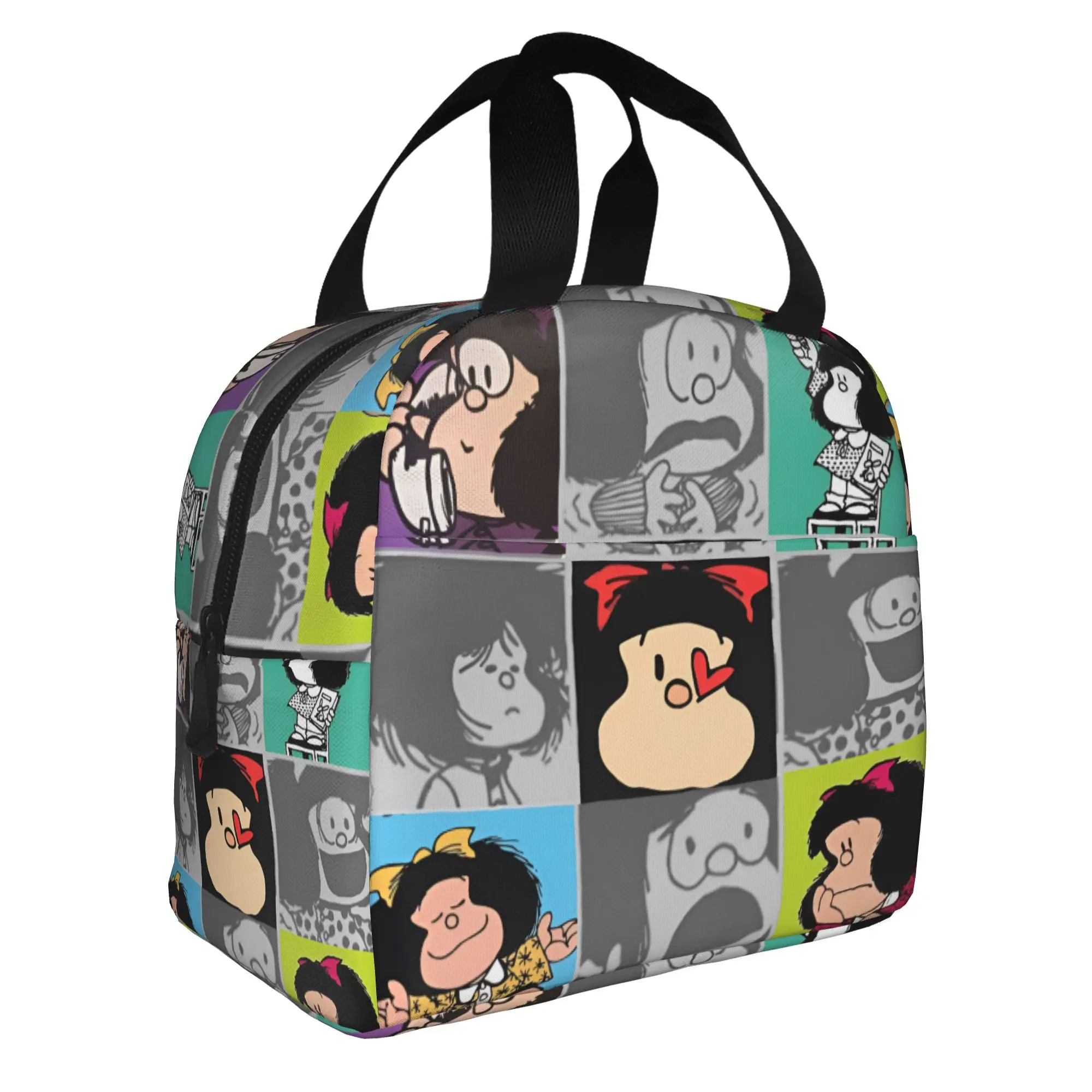 M-Mafaldas Lunch Bag Men Women Quino Manga Cartoon Thermal Cooler Insulated Lunch Boxes for School