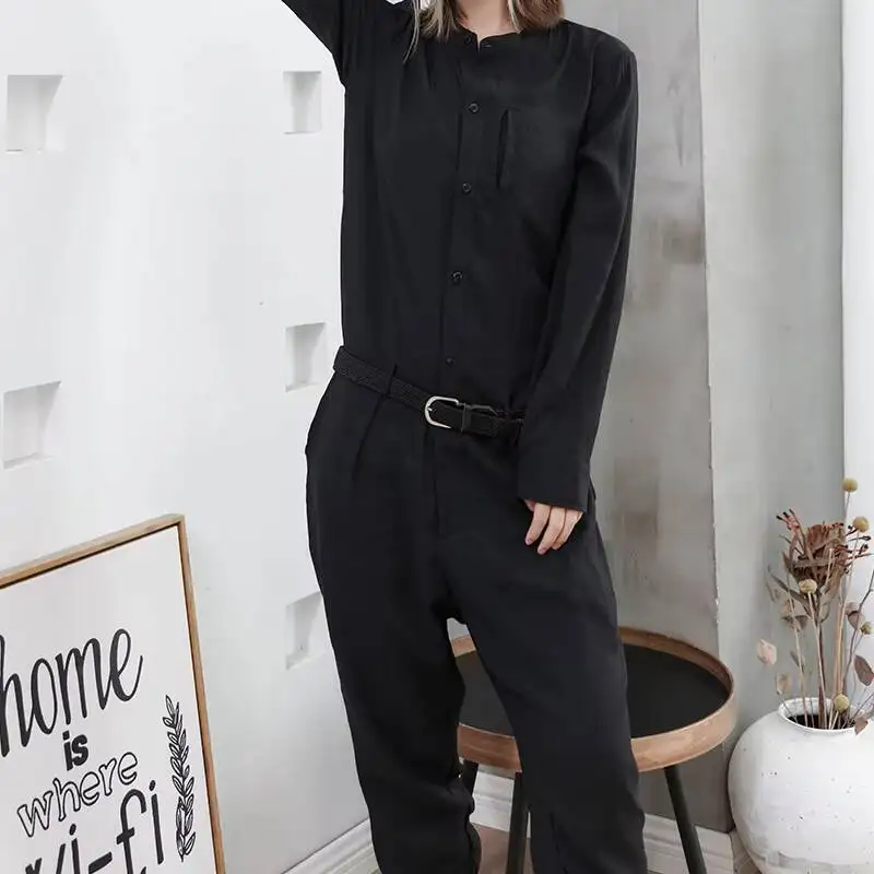 Women's Overalls Spring And Autumn New Korean Version Of The Japanese Stand Collar Fashion Casual Versatile Large Size Even Pant