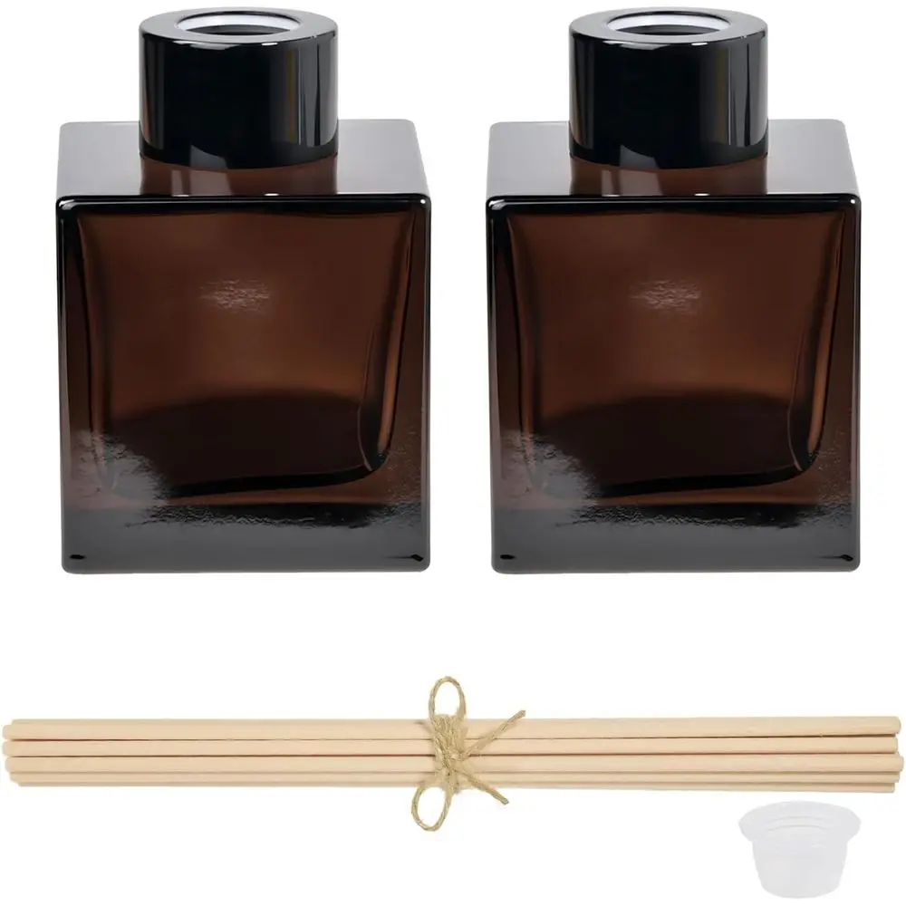 100ml 2pcs Reed Diffuser Bottles, Fragrance Diffuser Empty Bottle with 20pcs Reed Sticks for Home Fragrance Accessories and Wome