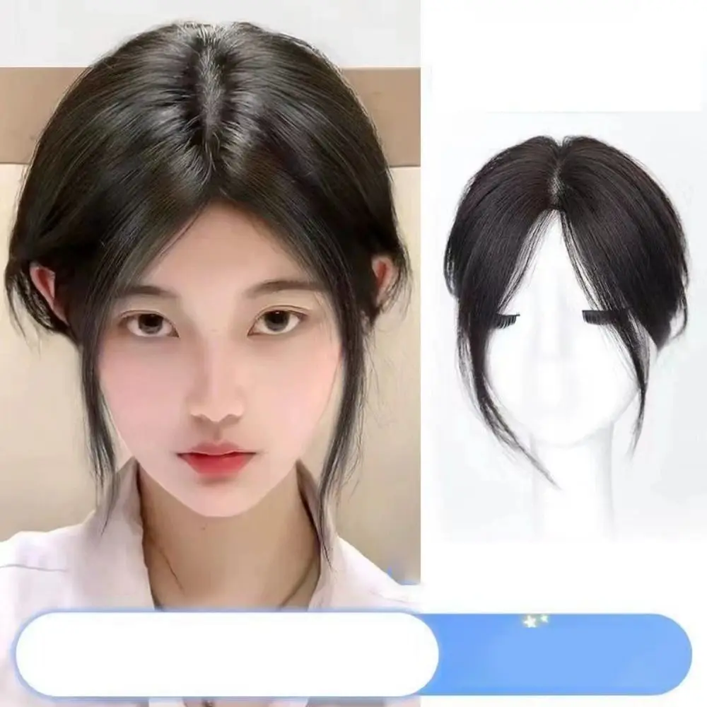 Fashion 3D Natural Bangs Invisible Middle Part False Bangs Synthetic Clip-In Side Fringe Hairpieces Women