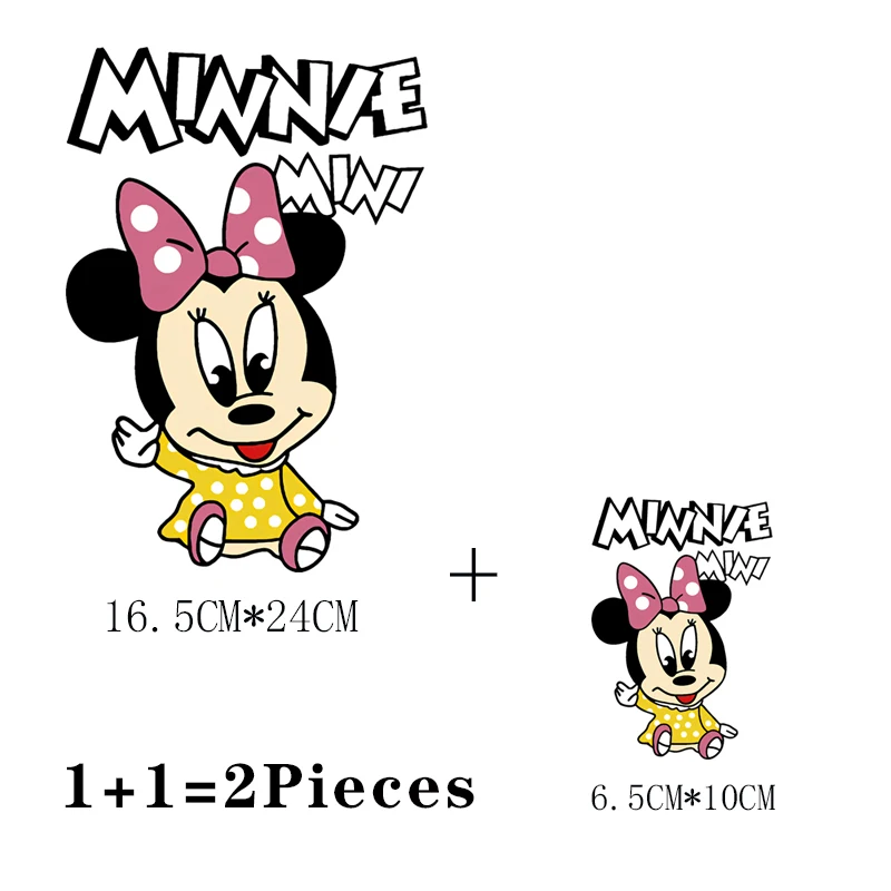 2Pcs/Lot Mickey Mouse Cute Iron On Adhesive Thermo Patches Ironing Applications For Children\'s Clothing Thermal Transfer Sticker