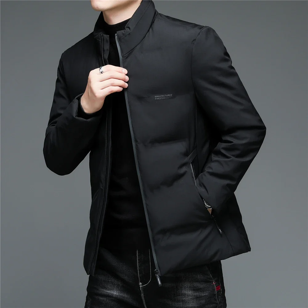 Stand Collar Zipper Jacket Men Clothing Winter New Arrival Thick Warm Parka Business Casual Slim Fit Coats  Men Jacket Clothes