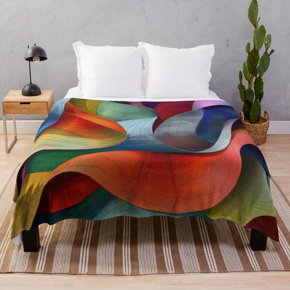 

Abstract Colorful Wavy Pattern Throw Blanket All Season Lightweight Soft Blanket for Bed