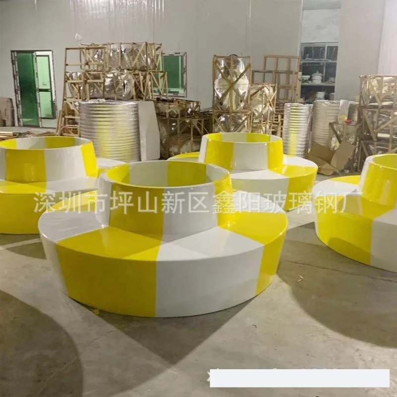 

FRP tree pool seat outdoor park round assembled seat commercial street Meichen landscape FRP seat