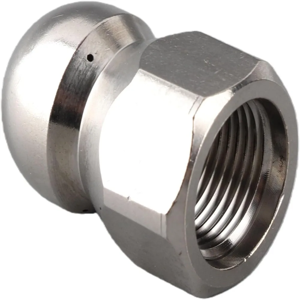 3/8 Inch Sewer Cleaning Nozzle Stainless Steel 1 Forward 6 Rear Jets High Pressure Washer Nozzle Wear Resistant