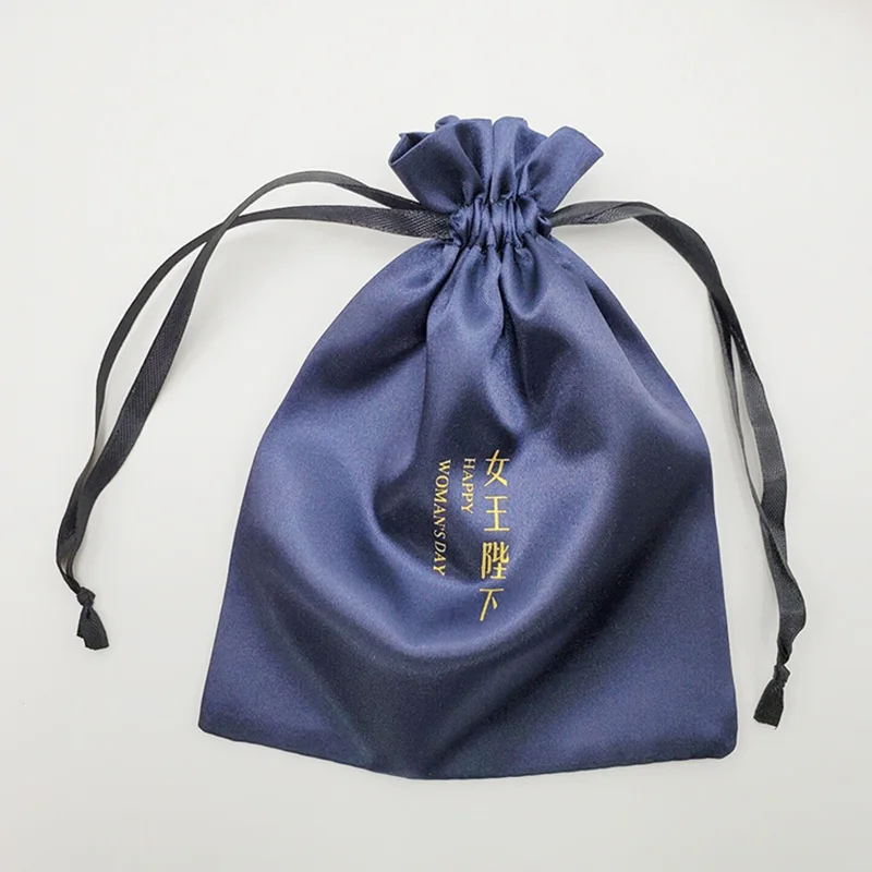 50pcs Satin Extensions Hair Wigs Packaging Bags Customize Drawstring Jewelry Makeup Storaging Gift Pouch Wholesale for Business