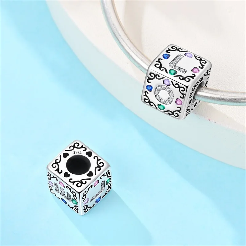 925 Sterling Silver Charms Bead CZ Zircon Love Magic Cube Dangle Fit Original Bracelet DIY Women Jewelry Gift
