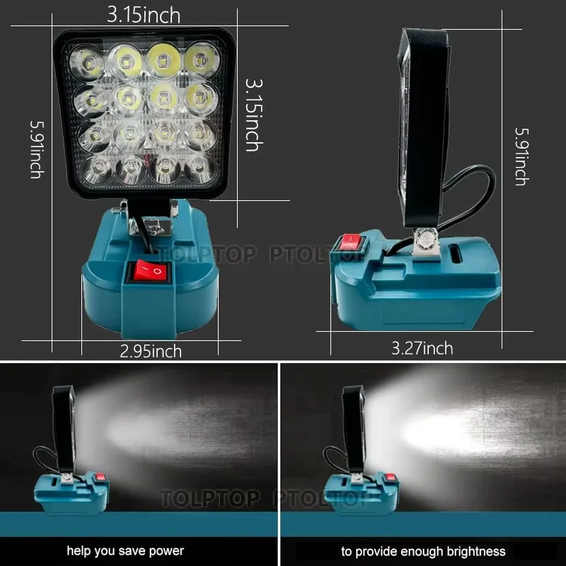 For Makita 14.4V18VLi-ion Battery 3 Inch LED Work Light Suitable for Outdoor Flashlight Lantern Camping Light Emergency Lighting