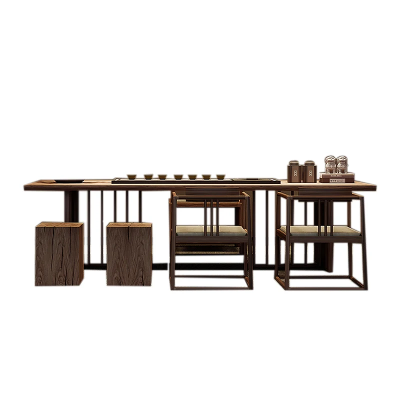 

Table and chair combination tea table tea table office North American black walnut