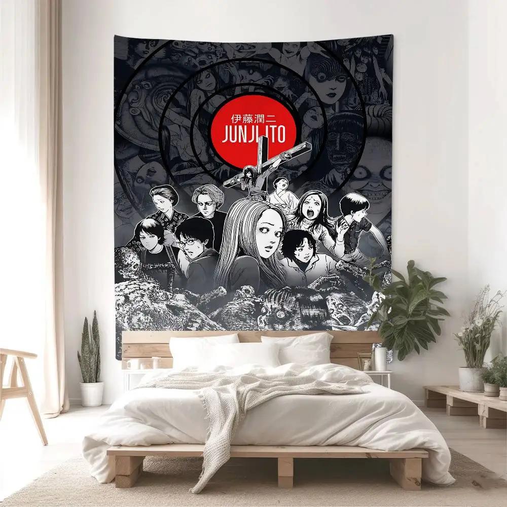 Japan Anime Junji Ito Anime Tapisserie Günstige Hippie Wandbehang Böhmische Wandteppiche Mandala Home Decor