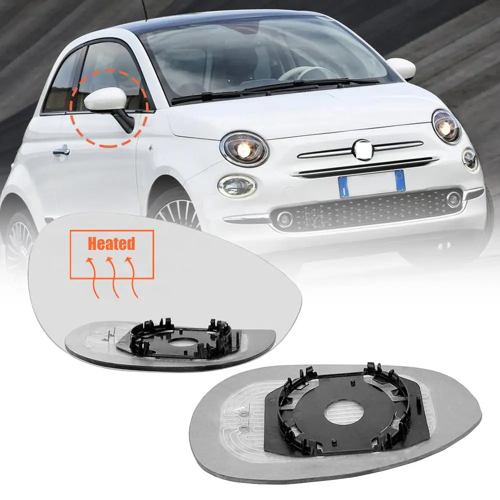 1 زوج سيارة الجناح مرآة ساخنة الزجاج زوج لشركة فيات 500 500c 2007-2023 اليسار اليد اليمنى الباب الجانب مرآة الرؤية الخلفية اكسسوارات السيارات