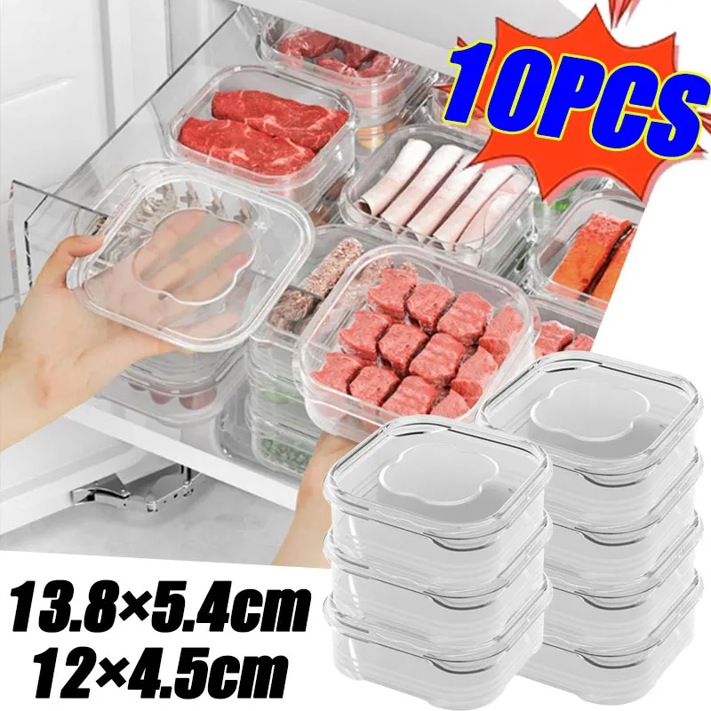 

1/10PC Refrigerator Freezing Storage Box Food-Grade Ktichen Food Freshness Transparent Storage Jar Vegetable Storage Organizer