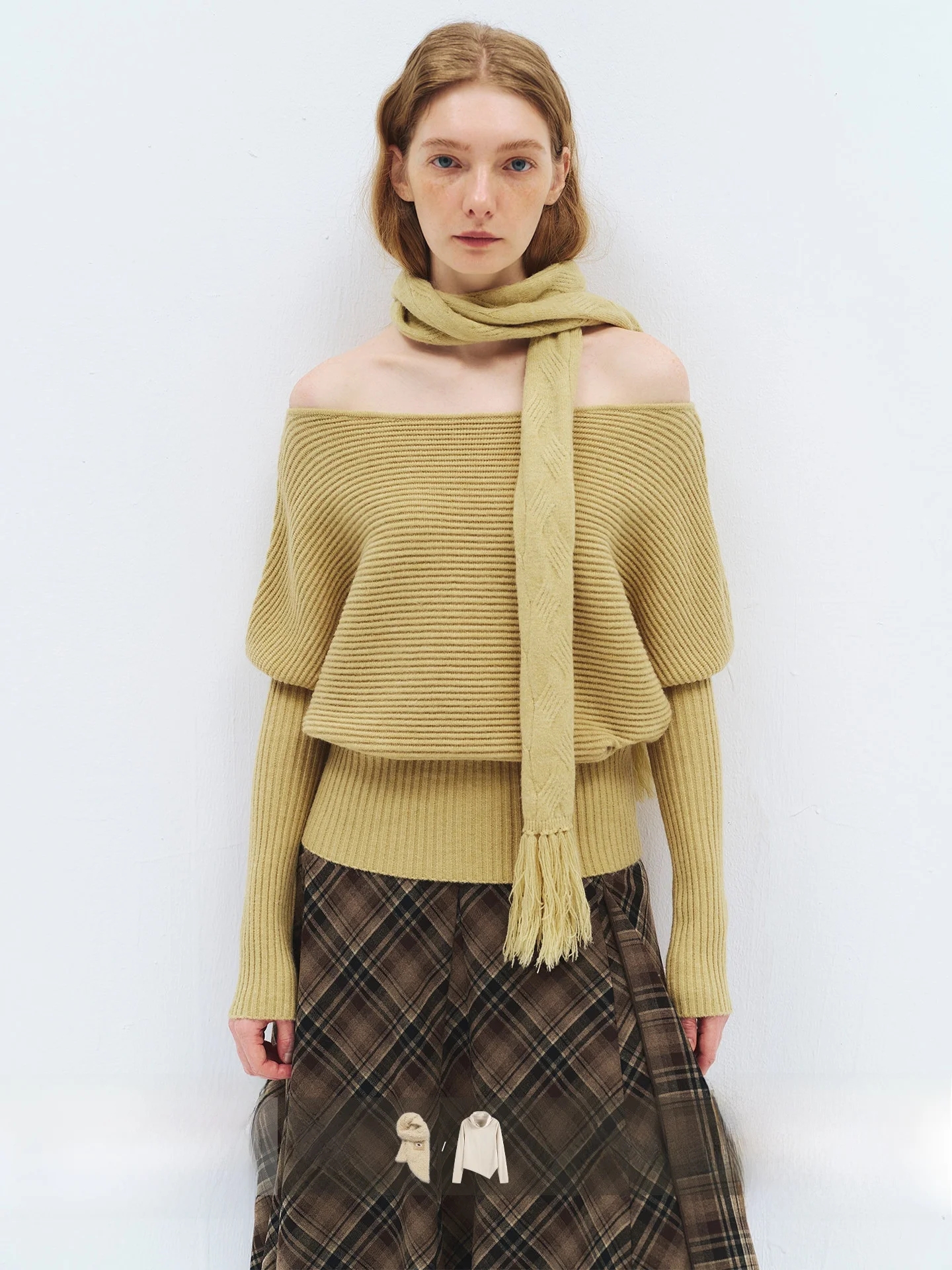 

Arctic Velvet Batwing Sve Knitted Sweater Tassel Sausage Scarf Casual Loose Fit Long Sve Knitted Scarf for Women