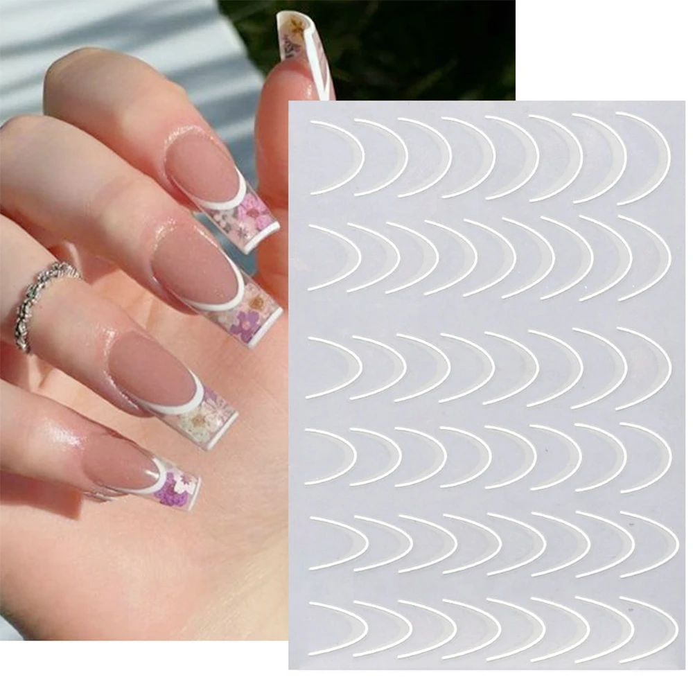 1Pcs French Tips Nail Stickers 3D Gold Rose Curve Stripe Lines Tape Swirl Sliders Manicure Adhesive Gel Nail Art Decals*NL42-153