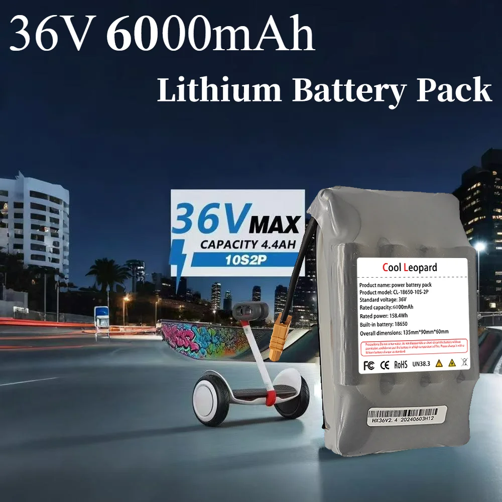 

36V Battery Packs 6000mAh 6.0Ah Rechargeable Lithium Ion Battery 10S2P For Electric Self Balancing Scooter HoverBoard Unicycle