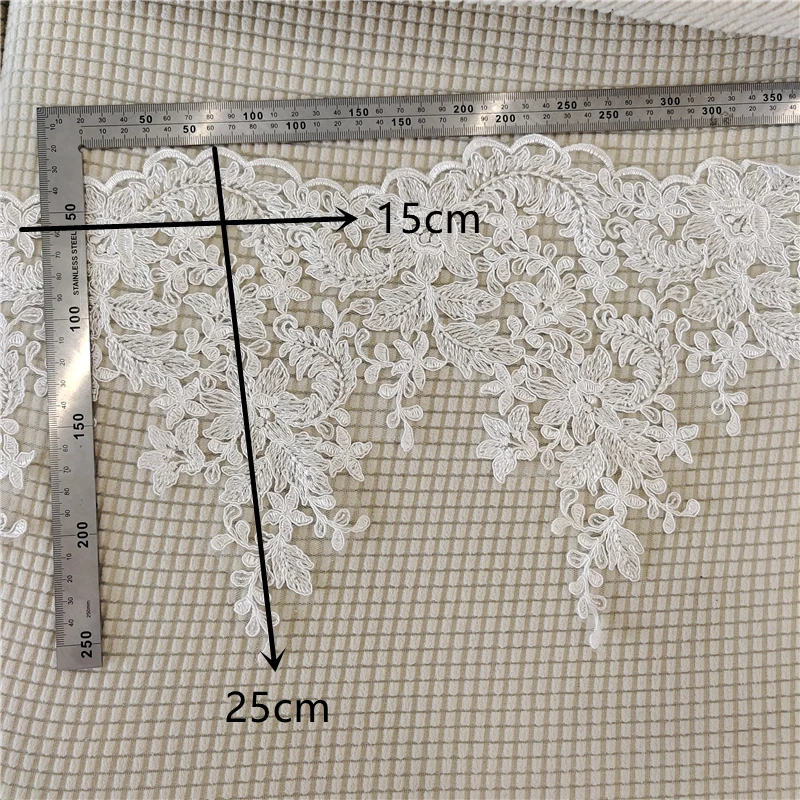 1 Yard White Flower Lace Trim ,Sewing Craft Accessories Petal Lace Fabric For Bridal Veil Wedding Vodice 25CM Wide
