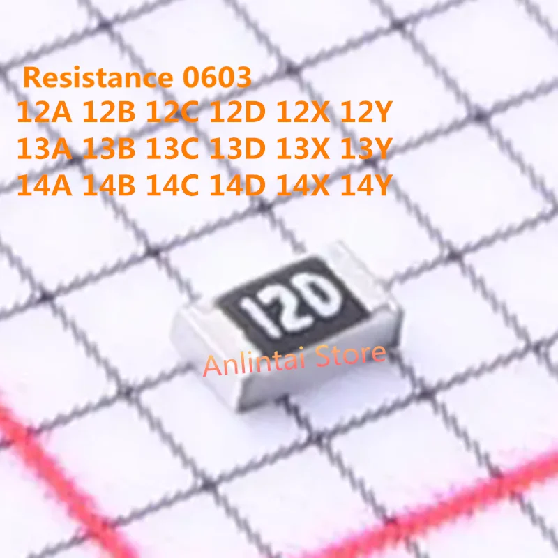 100PCS SMD Resistance 0603 12A 12B 12C 12D 12X 12Y 13A 13B 13C 13D 13X 13Y 14A 14B 14C 14D 14X 14Y  ±1% Thick Film Resistor