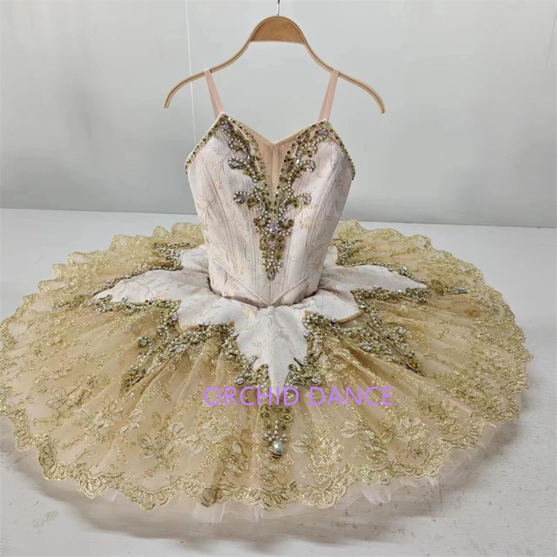 high quality hot selling Unique Design Kids Girls Children Women Adult Performance Wear Gold Pink Ballet Tutu Costumes