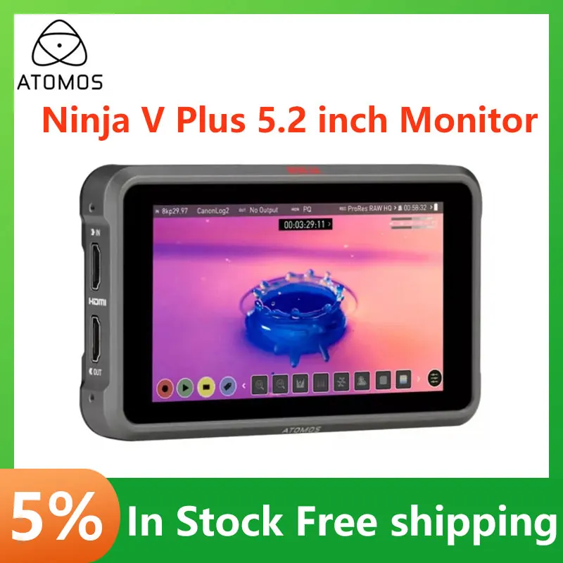 

Atomos Ninja V+ Ninja V Plus 5.2" 8K HDMI H.265 Raw Recording Monitor