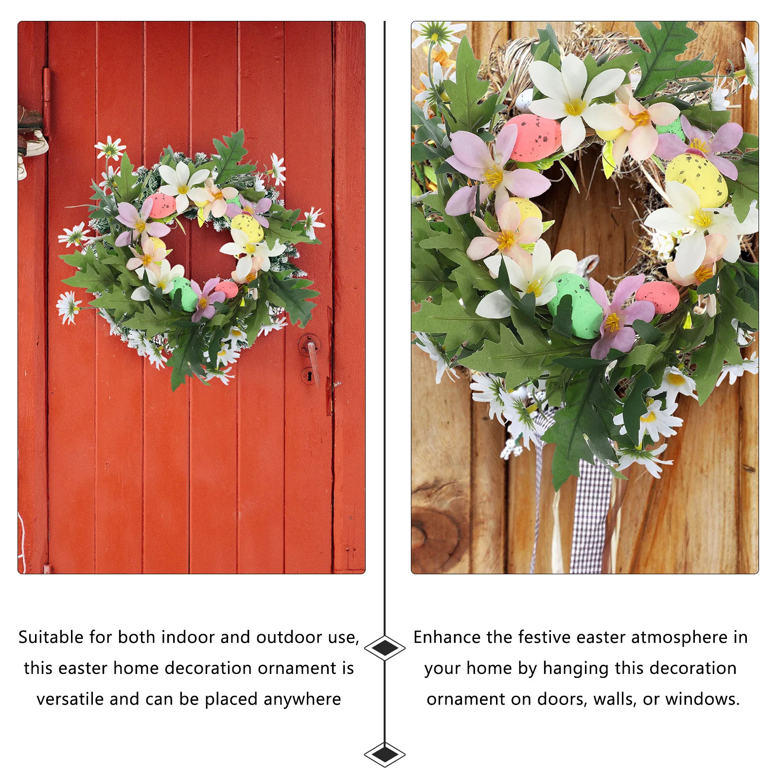 

Festive Easter Egg Wreath in Vibrant Colors Realistic Texture Hanging Ornament for Stair Rail Wall Door Use Easter Wreath