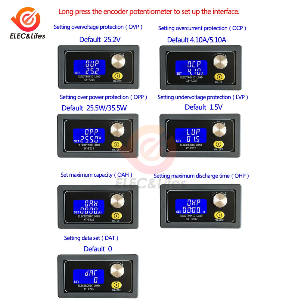 

FZ35 DC5-30V 5A 35W Constant Current Electronic Load Power Supply Aging Adjustable Load Module Battery Discharge Capacity Tester