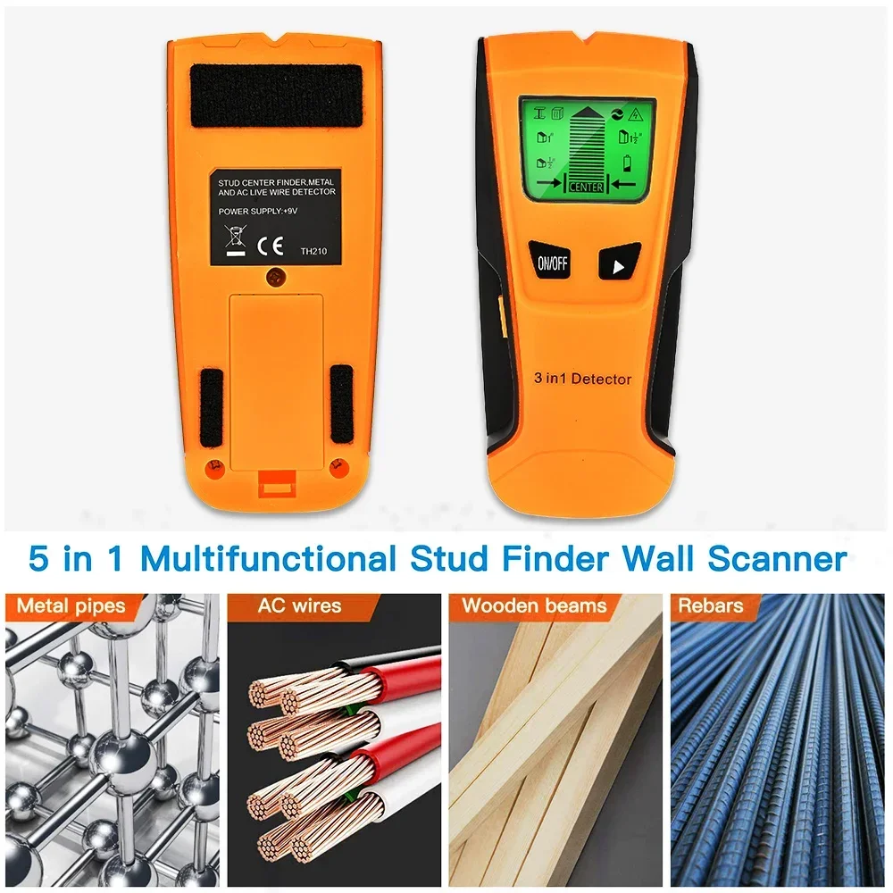 3 in 1 Sensor Wall Scanner Pipe Finder Wire Detector Live Wire Gadgets Detect Wall Electric Finder Box Digital Metal Detector