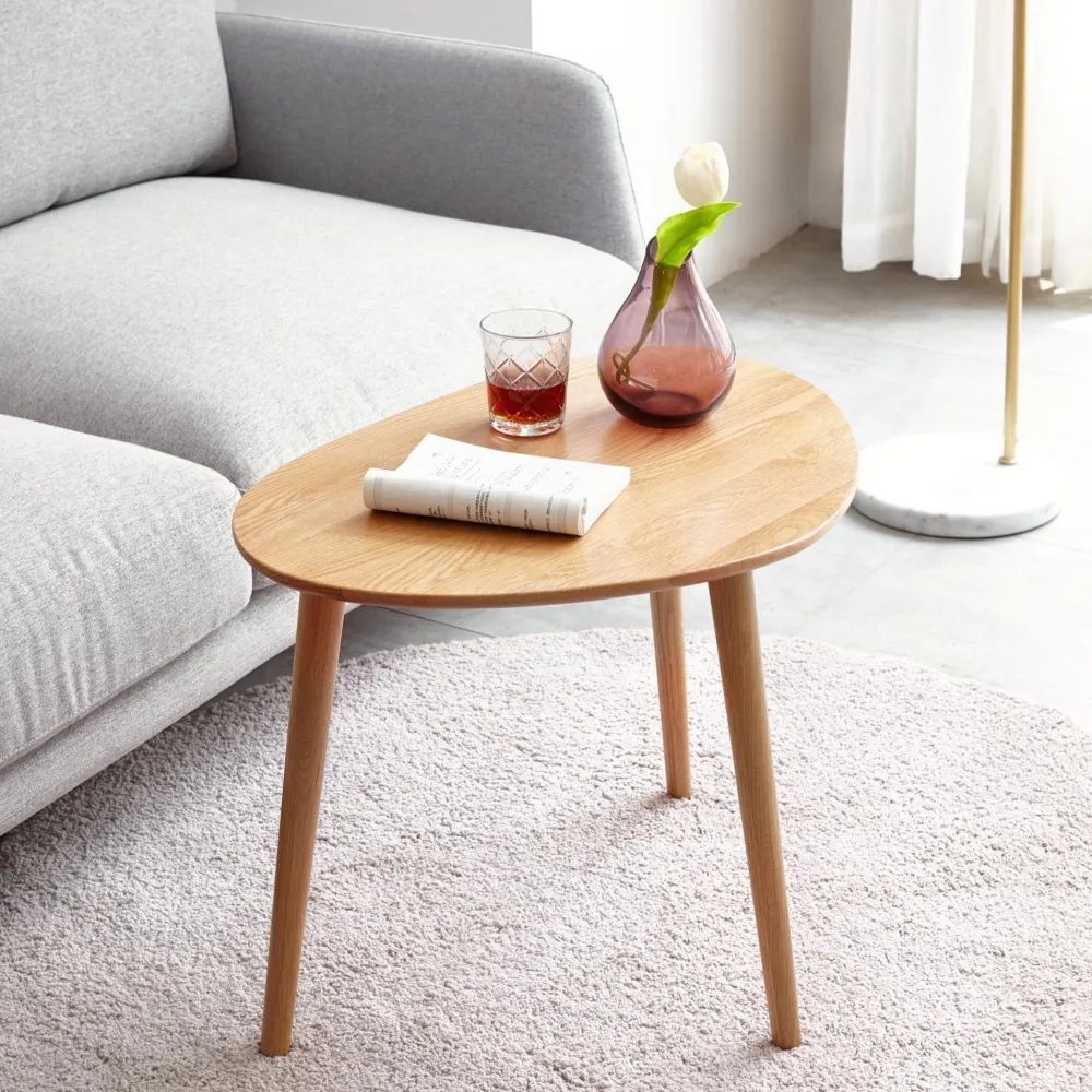 

Small Oval Coffee Table, 25.6" Mid Century Modern End Table for Living Room, 100% Solid Oak Wood Center Table, Side Table (Origi