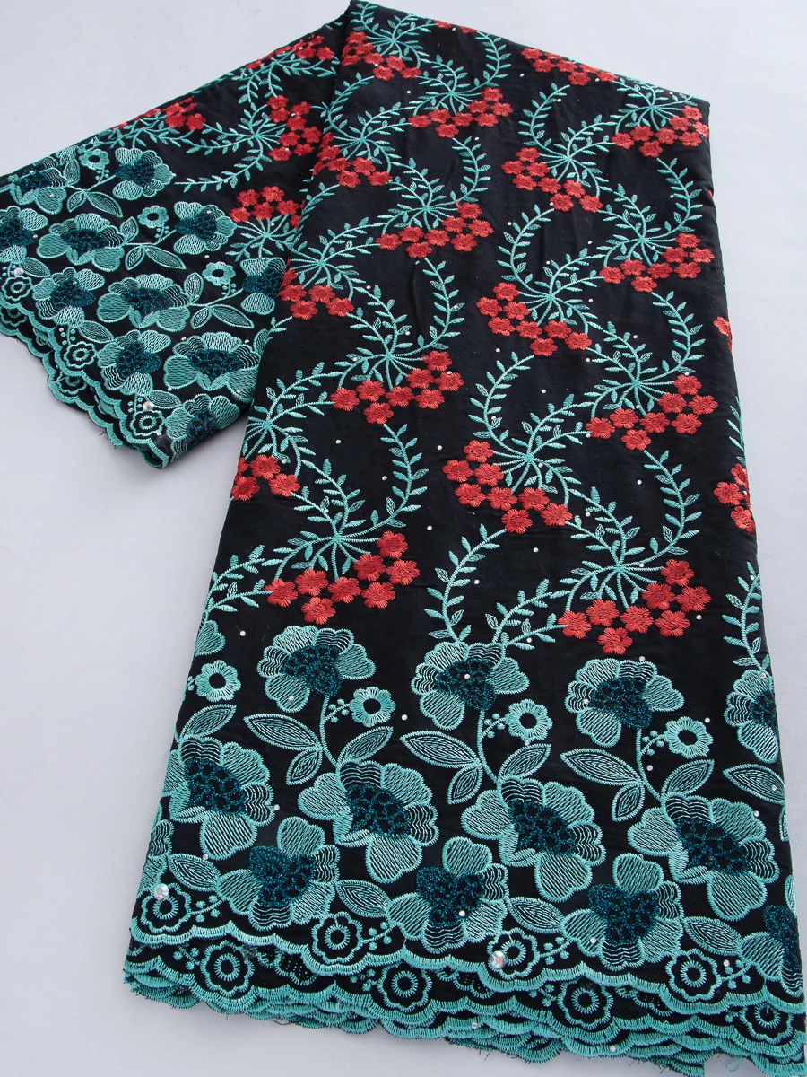 Cotton Swiss Voile Lace In Switzerland African Nigerian Lace Embroidery Fabrics Stones Elegant For Women Dress Sew,5yards 4803