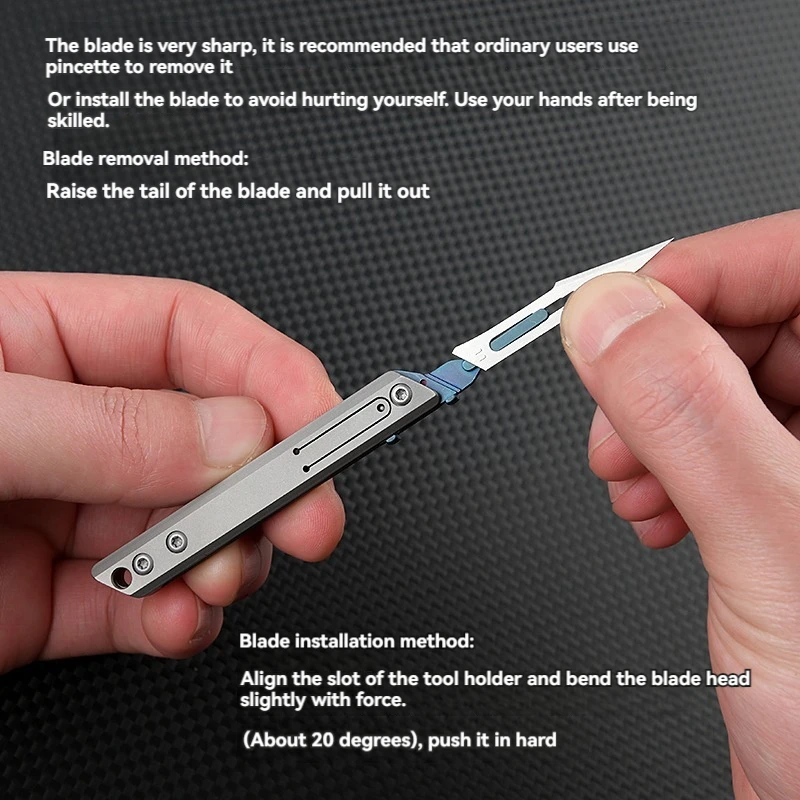 Mechanical titanium alloy folding surgical knife folding knife EDC outdoor unboxing pocket knife with 10 replaceable blades