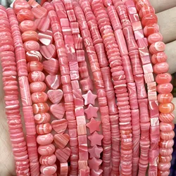 Natural Stones Red Rhodochrosite Lace Agates Cylinder Square Round Beads For Jewelry Making DIY Women's Bracelet Necklace