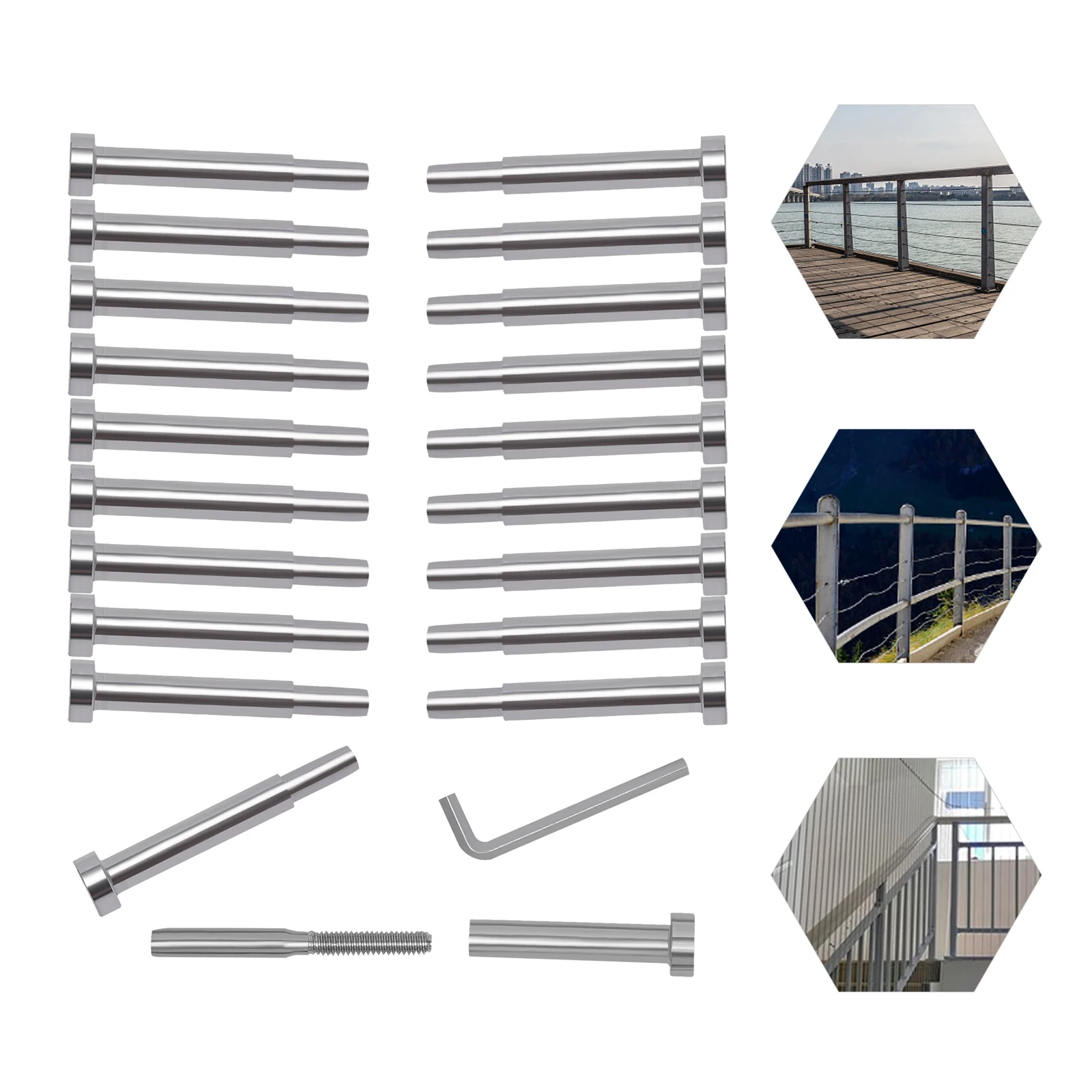 난간 스웨이지 스레드 스터드 10쌍, 실외용 316 스테인레스 스틸, 케이블 난간 하드웨어, 미니멀리스트 스타일, 쉬움